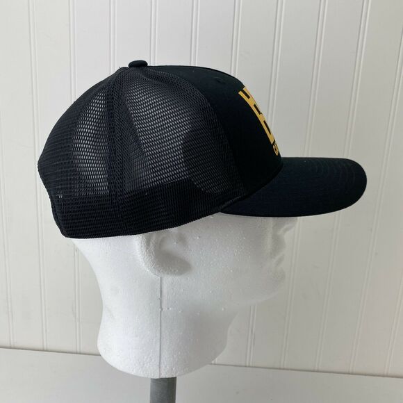 CAT Diesel Black Trucker Mesh Snapback Hat Yellow Vinyl HVY DTY Logo Heavy Duty - Picture 3 of 6